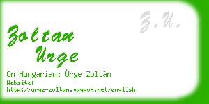 zoltan urge business card